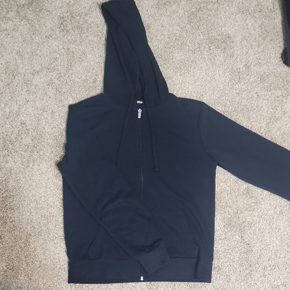 Fashion Nova Woman's Dark Blue Zip-Up Sweater